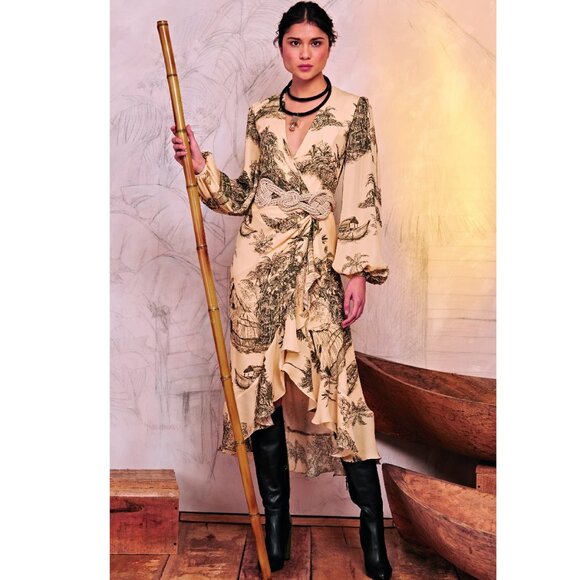 Johanna Ortiz Al Son Del Tambor Silk-Georgette Midi Dress + Woven Belt - Picture 3 of 16
